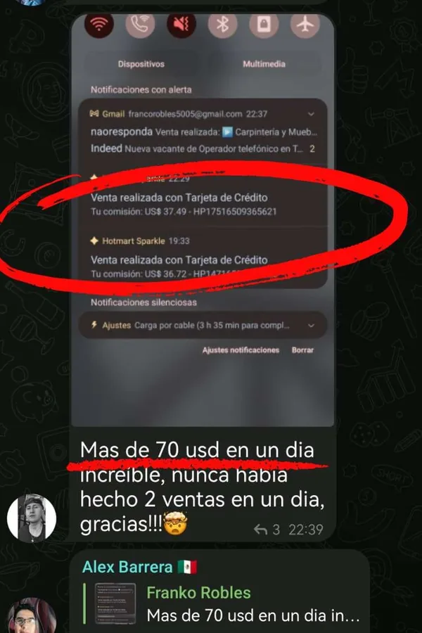 Alumno reportando más de 70 dólares en un día